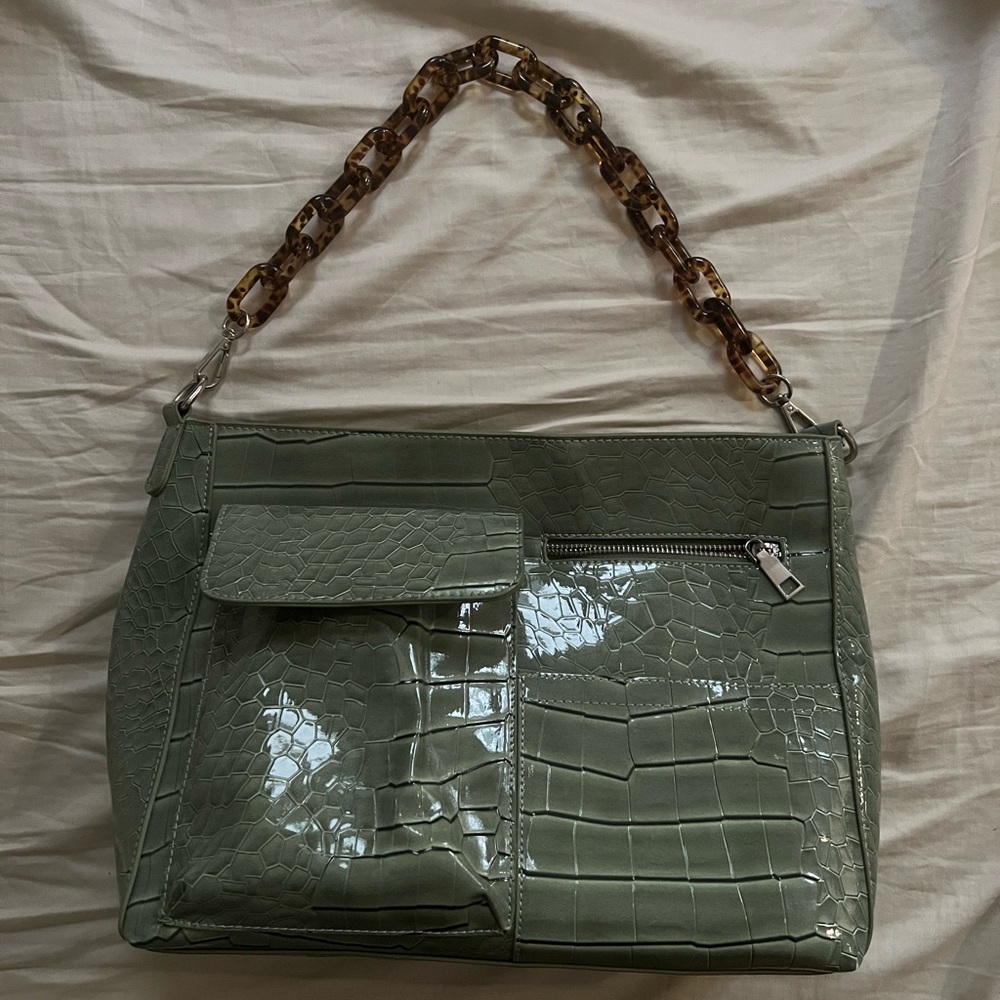hvisk sage green croc tote